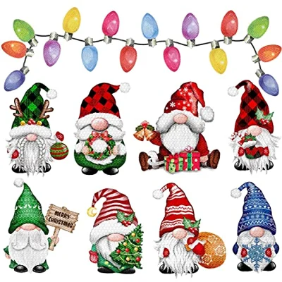 BORAMDO Christmas Reflective Car Magnets 30 Piece Gnome Set, Garage Door Decor