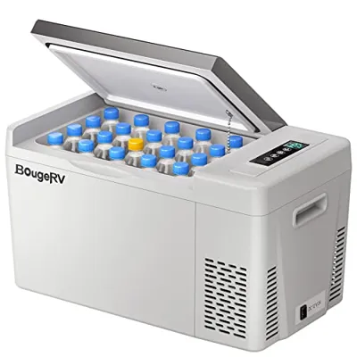 BougeRV 12 Volt Refrigerator 12V Car Fridge 23 Quart Portable Freezer Compressor Cooler 12/24V DC 110~240 Volt AC for Truck Van RV Camper SUV Travel Camping Road Trips Tailgating -7℉~50℉