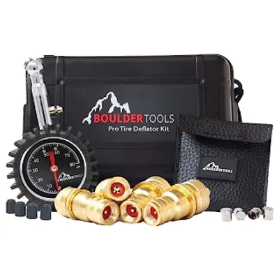 Boulder Tools Tire Deflator - 80 PSI Air Pressure Gauge - Adjustable, Automatic for Cars, Trucks and Motorcycles - Ideal Offroading Accessories