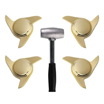 British Wire Wheel 3 Ear Sharkfin Gold Spinner Caps (Set ...