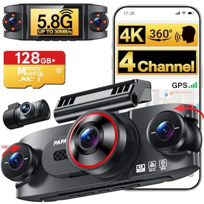 4 channel 360 degree dash cam 4K front 1080P rear