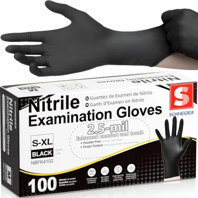 Schneider Black Nitrile Exam Gloves (Box of 100)