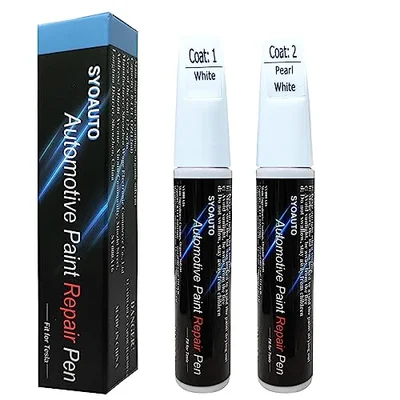 SYOAUTO Pearl White PPSW Touch Up Paint for Tesla Model Y 3 X S Car Touch Up Paint Pen 0.4 oz Automotive Scratch Repair Pen Brush and Tip 2 in 1 Pen (Pearl White PPSW)