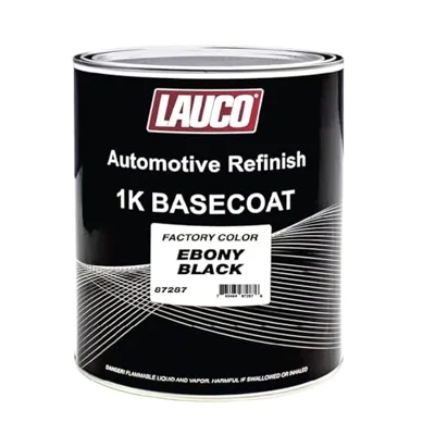 LAUCO Black 1K Basecoat Automotive Paint – Factory Color Match Ebony – 1 Gallon – Spray Gun Ready – Deep Black Finish – Mixing Ratio 1:1 – Auto Body R