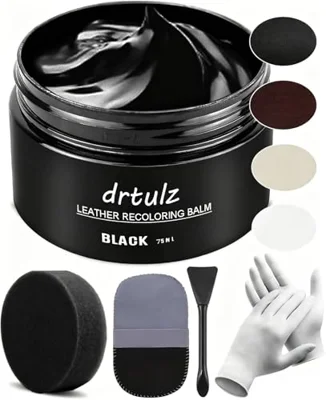 drtulz Black Leather Recoloring Balm, Leather Color Restorer Conditioner, Leather Repair Kits for Vinyl Furniture, Sofa, Car Seats, Shoes - Repair Lea