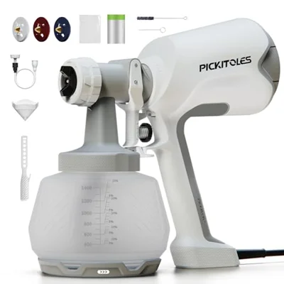 PICKITOLES Paint Sprayer,HVLP Paint Sprayer,Electric Spray Gun with 3 Patterns & 1400ML,for Latex Paint,Stain,Furniture,Cabinet,Wall,House Painting,Ga