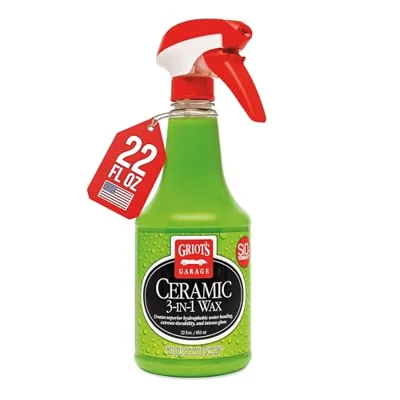 Griot’s Garage Ceramic 3-in-1 Wax, SiO2 Spray for Cars, Trucks, and RV’s, Provides Protection and Water Beading on Paint, Wheels, Plastic, Rubber Trim