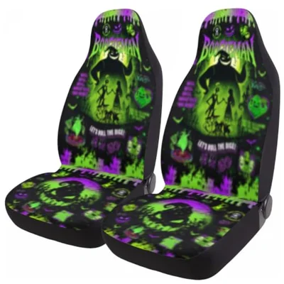 GENANY Spooky Holiday Characters Car Seat Covers, 2-Piece Front Seat Set