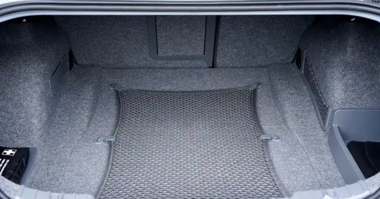 Empty car trunk cargo space for transporting a large TV