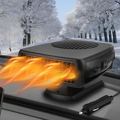 Car Heater, Car Heater That Plugs into Cigarette Lighter, 12V 200W Portable Car Heaters and Car Defroster Windshield Defogger, Heater for Car with 360 Degree Rotary Base