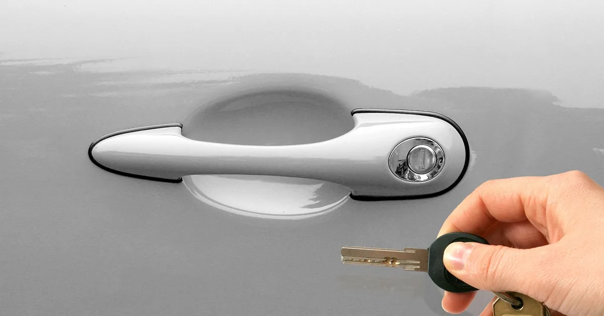 Unlocking a car door with a key