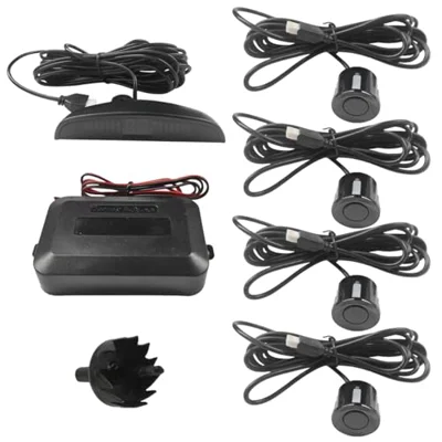 Car Parking Aid Sensor, 12V LED Display Auto Reverse Backup Sensor Kit with 4 Sensors, Alarm Buzzer Reminder and Distance Detection