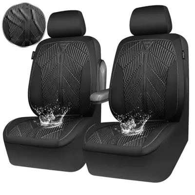 CAR PASS Waterproof Car seat Covers Front Seats Covers Neoprene Wetsuit, All-Weather Non-Slip Durable, Universal Fit for SUV Sedans Trucks Vans Automotive, Armrest Airbag Compatible, Emboss 2 Black
