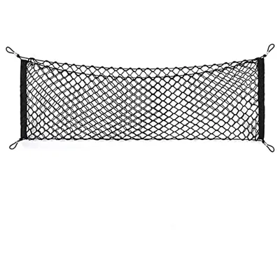 Car Rear Cargo Net, Universal Adjustable Elastic Trunk Cargo Storage Organizer Net Compatible for SUV, Jeep, Truck, Storage Nylon Mesh Double-Layer with Hooks (35.4 x 15.7 Inch)