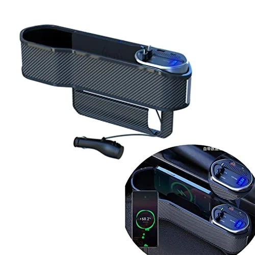 Car Seat Gap Filler Organizer with Wireless Charger,Cigarette Lighter