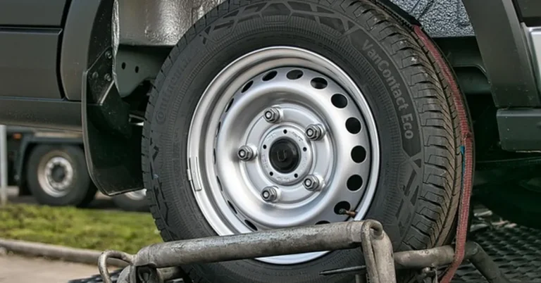 Car wheel secured on a tow dolly harness for towing