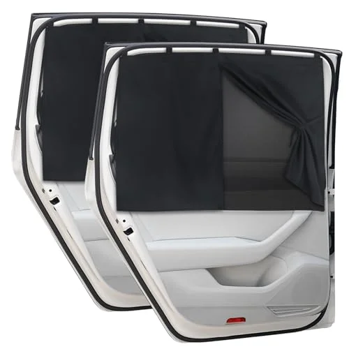 Car Window Shades, 2 PCS Magnetic Double Layer Auto Sun Shade for Side Windows Privacy Full ...