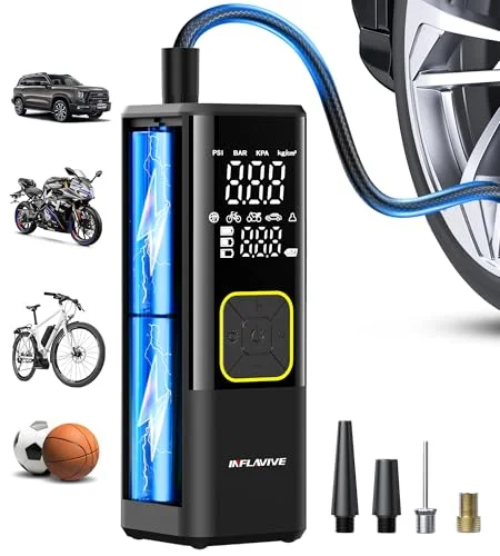 Tire Inflator Portable Air Compressor, 150 PSI Cordless Air Pump for Car Tires with Digital ...