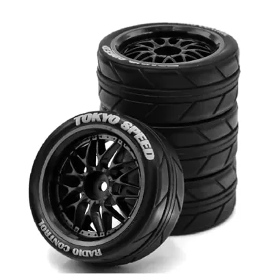 Chanmoo 1/10 RC On Road Tires And Plastic Rally Wheels 12mm Hex Drift Tyres For 1:10 Scale...