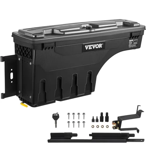 VEVOR Truck Bed Storage Box, Swing Case Fits Chevrolet Silverado 1500 GMC Sierra 1500 2019-2020, Driver Side, Lockable Wheel Well Tool Box, Waterproof and Durable ABS Tool Box