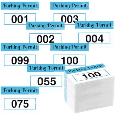 Clabby 100 Pcs 2x3 Inch Parking Permit Stickers Static Window Stickers with Front Adhesive, Car Windshield Decals Numbered 001-100
