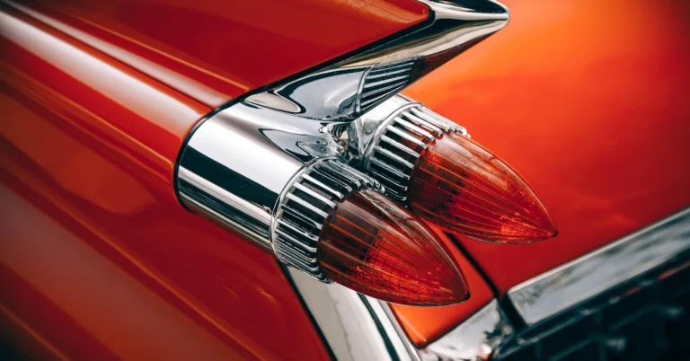 Classic car rear tail light and chrome trim detail