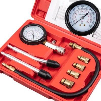 Clatoon 8pcs Petrol Engine Cylinder Compression Tester Kit