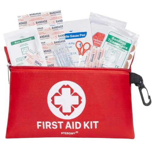 PTEROMY 150 Piece Mini First Aid Kit, Portable Small Emergency Kits Compact 1st Aid Kit for Car, Travel, Home, Camping, Outdoor, Hiking