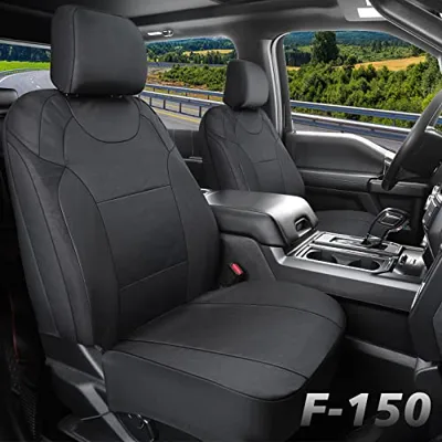 Coverado Front Seat Covers, Waterproof Oxford Seat Protector for Car Seat Cushions for Kids & Dogs, Compatible with 2015-2024 Ford F150 & 2017-2024 Ford F250 F350 F450 (Black, 2PCS)