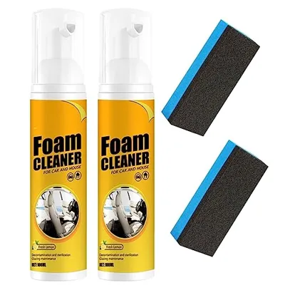 CROOT 2PCS 100ML Multipurpose Foam Cleaner,Car Seat Upholstery Strong Stain Remover, Interior Lemony Foam Cleaner, Strong Cleaner Cleaner Spray for Car, Interior, Kitchen
