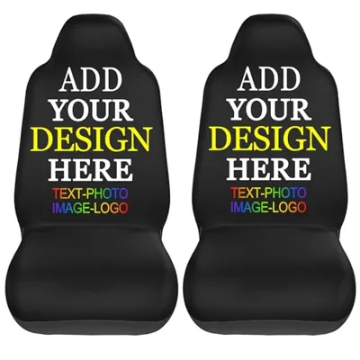 Custom Car Seat Covers for Cars Front Seats Personalized Add Your Text Photo Protector Cover Nonslip Elastic Soft Auto Decor Accessories Universal Fits for Cars Trucks SUV (2PCS)