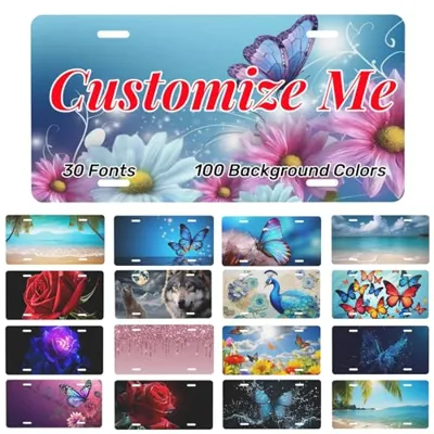 Custom License Plate for Front of Car，Personalized License Plate with Add Your Text Image Photo Logo Novelty Aluminum Metal Decorative Auto Car Tag (6