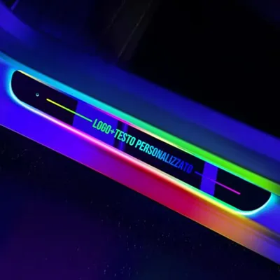 Custom Logo and Text Car Door Sill Lights Auto-Sensing, Personalized LED Welcome Gifts for Men Women, 7 Colors Magnetic Adsorption Wireless Pedal Light for All Cars