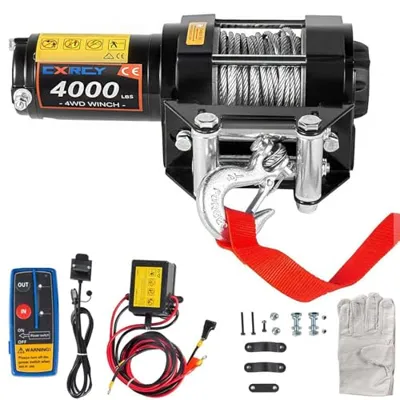 CXRCY 12V 4000 lbs Electric Winch Kits with 3/16