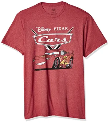 Disney Men's Cars Lightning McQueen T-Shirt, Red Heather, X-Large