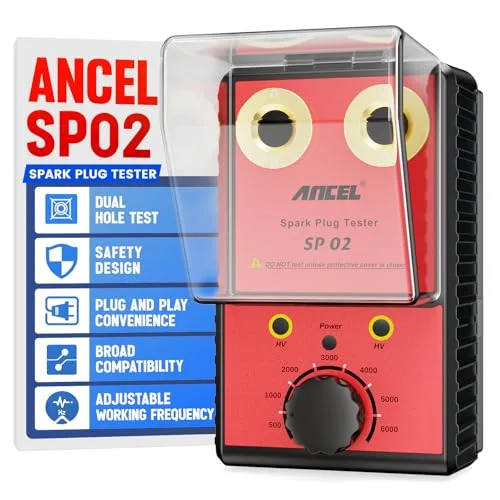 ANCEL SP02 Spark Plug Tester Automotive Engine Ignition Coil Tester Dual Holes 0 to 6000RPM Adjustable Working Frequency Car Spark Plug Gap Tool