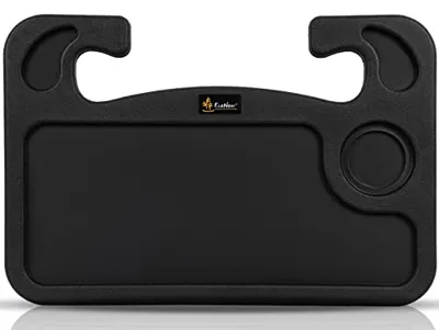 EcoNour 2 in 1 Car Steering Wheel Desk, Tray for Laptop Car Mount with Pen Holder| Food Tray for Eating with Drinks Holder | Multipurpose Travel Car Accessories