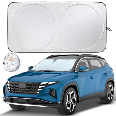 EcoNour Car Shade Front Windshield | Windshield Dash Protector for Maximum UV Rays and Sun Heat Protection | Sun Visor Car Interior Accessory for Cooler Interior | Large (64 x 34 inches)