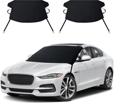 EcoNour Windshield Cover for Ice and Snow | Enhanced 600D Oxford Fabric Windshield Cover for Any Weather | Water, Heat & Sag-Proof Car Windshield Snow Cover | (69 x 42 inches) (Pack of 2)