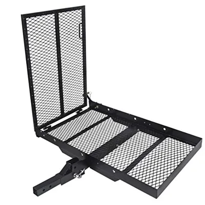 ECOTRIC 46.2 x 26.8 x 38.7 inch Hitch Cargo Carrier w/Ramp Foldable 500 Lbs Capacity Hitch Mount Steel Wheelchair Carrier Mobility Scooter Ramp 2