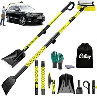 42'' Ice Scraper and Extendable Snow Brush Emergency Snow Shovel Snow Broom with Foam Grip 180° Pivo