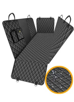 fidozen Waterproof Dog Car Seat Cover for Back Seat – Large Hammock & Door Protector with Bonus Belt | Pet Blanket, Bed, Carrier & Travel Accessory for Cars, Trucks, SUVs | Essential Gift & Supply