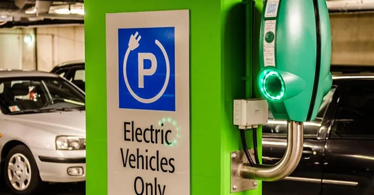 Electric vehicle charging station parking sign