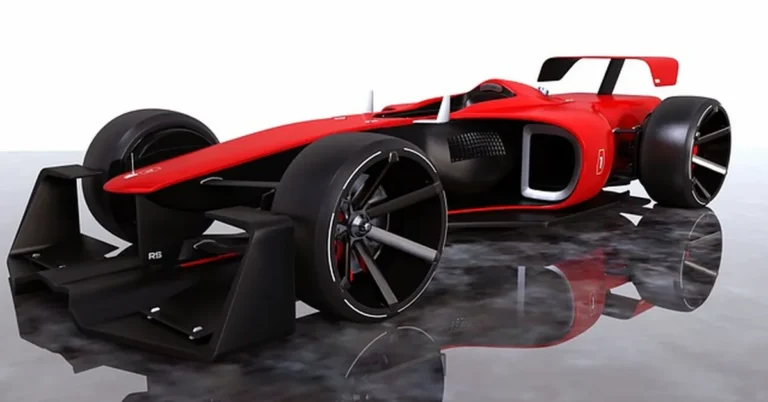 Formula 1 style race car showing its aerodynamic body and carbon fiber construction