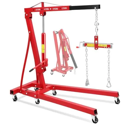 Garvee 2-Ton Folding Engine Hoist with Leveler, 4400 Lbs Capacity