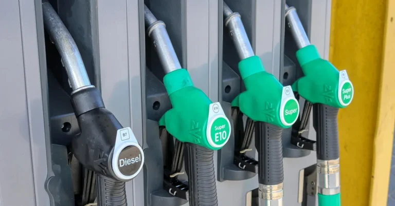 Fueling a car at a gas station pump