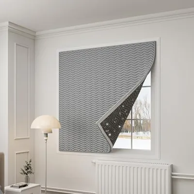 GBPLDMAQ Thermal Blackout Curtains Polyester Fiber Filling, Window Winterizing Kit Windproof Soundproofing, Window Covers for Winter Temperature Protection(Gray,90x120cm/35x47in)