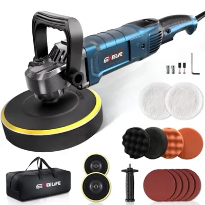 GEVEELIFE Buffer Polisher, 6 Inch/7 Inch 1600W Rotary Car Buffer ...
