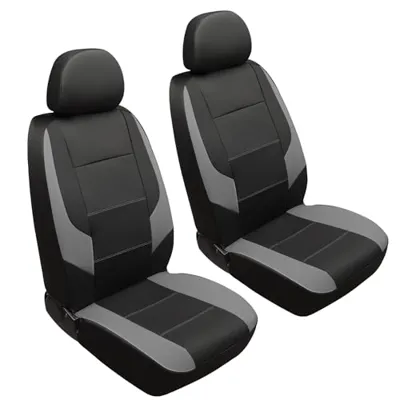 GIANT PANDA Front Car Seat Cover for Honda, Leather Bucket Seat Covers Custom Fit Honda Civic Accord Pilot CRV HRV Element Passport (Grey+Black) 2-Pack
