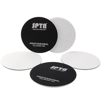 Glass Polishing Pad, SPTA 5 Pcs 5''(125mm)Car Glass Polishing Discs Microfiber Polishing Buffing Pad, Glass Scratch Removal Kit for Correct Damaged Window Cleaning Glass, Removing Stubborn Waterspots